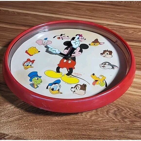 VTG Disney Clock Sunbeam Analog Wall Quartz Mickey Mouse Friends Untested 10 In - Picture 4 of 7